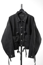 Load image into Gallery viewer, 【SAMPLE】A.F ARTEFACT KNOTTING DETAIL SHORT JACKET / FADED DENIM (BLACK)