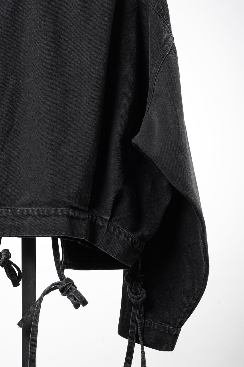 Load image into Gallery viewer, 【SAMPLE】A.F ARTEFACT KNOTTING DETAIL SHORT JACKET / FADED DENIM (BLACK)