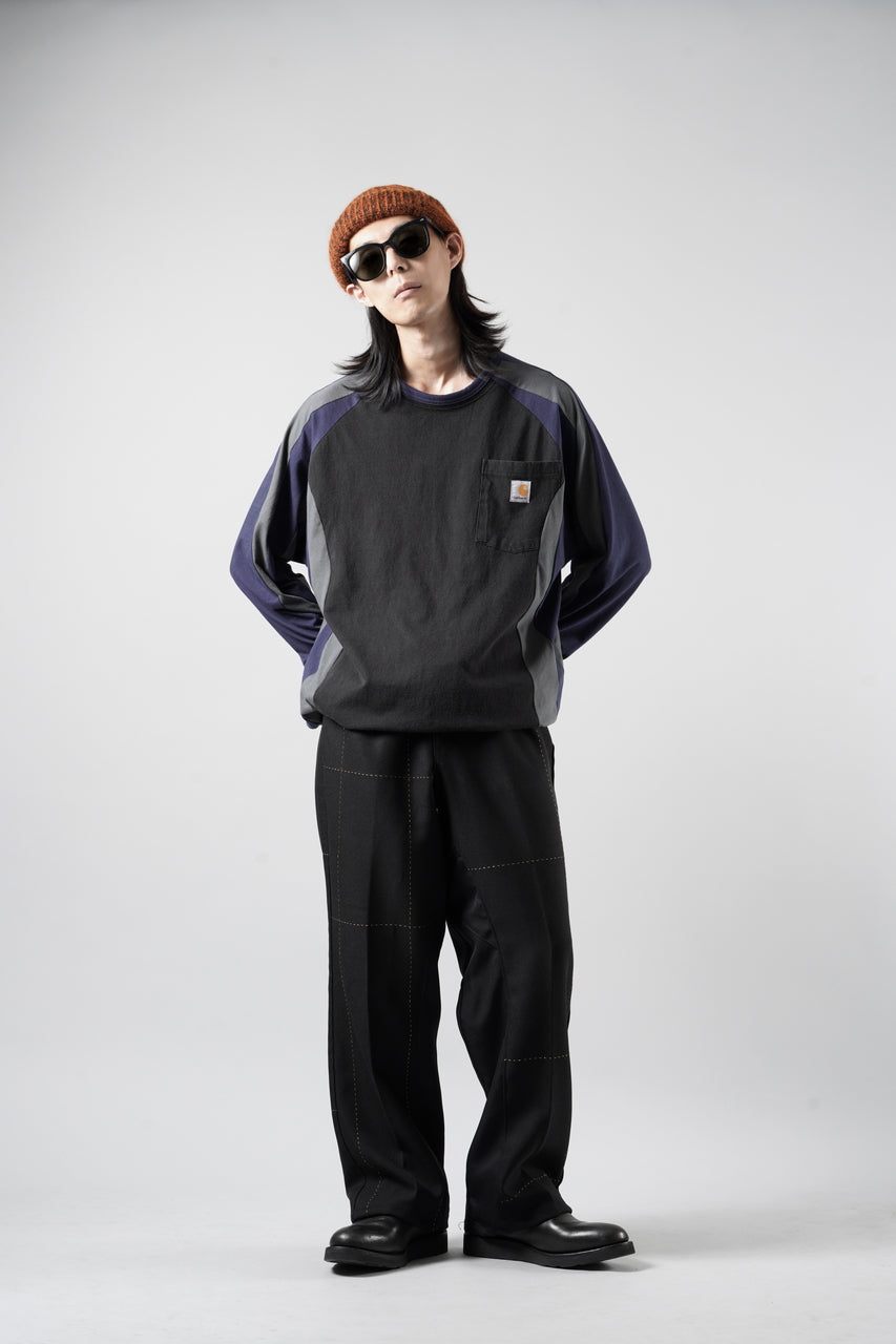 画像をギャラリービューアに読み込む, CHANGES VINTAGE REMAKE RAGLAN LONG SLEEVE &amp; HEM CODE TOP (MULTI #B)