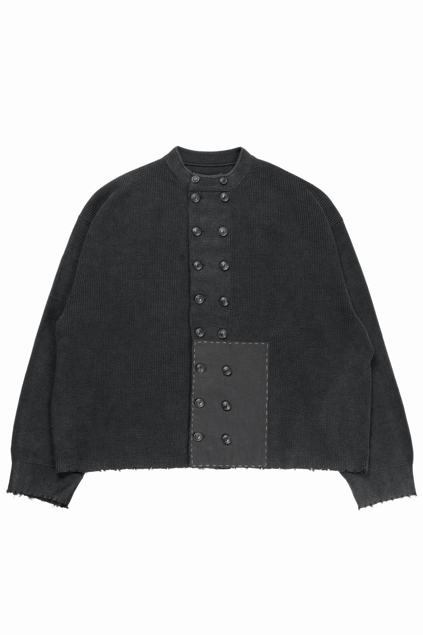 Professor.E DOUBLED BREASTED AGED KNIT (BLACK)