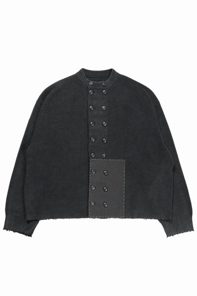 Professor.E DOUBLED BREASTED AGED KNIT (BLACK)