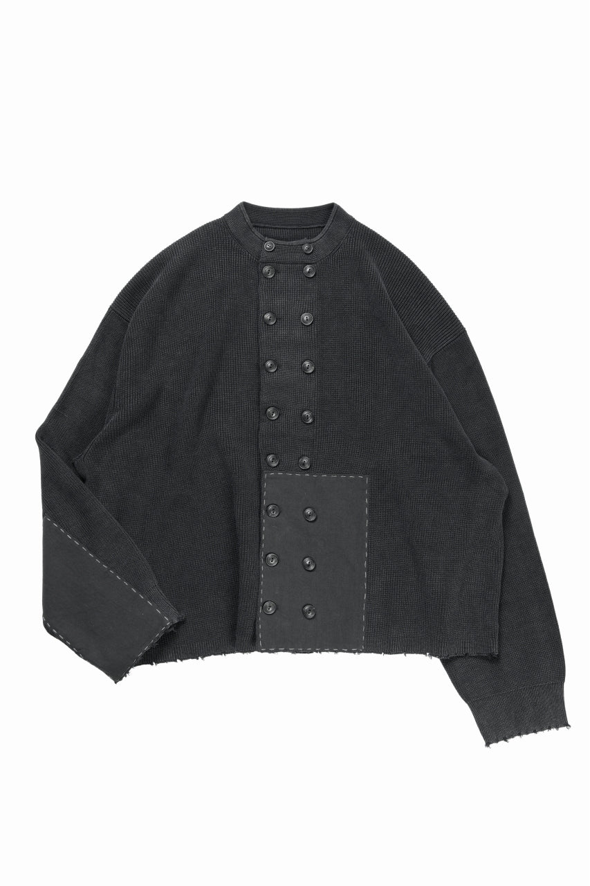 Professor.E DOUBLED BREASTED AGED KNIT (BLACK)