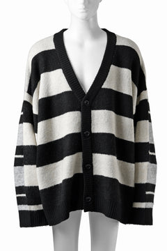 画像をギャラリービューアに読み込む, A.F ARTEFACT BORSERS COMBI KNIT CARDIGAN (BLACK x IVORY x GREY)