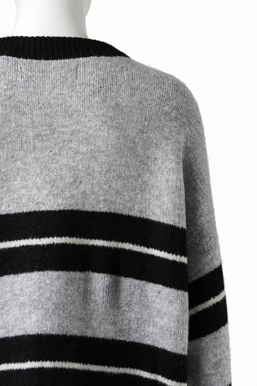 画像をギャラリービューアに読み込む, A.F ARTEFACT BORSERS COMBI KNIT CARDIGAN (BLACK x IVORY x GREY)