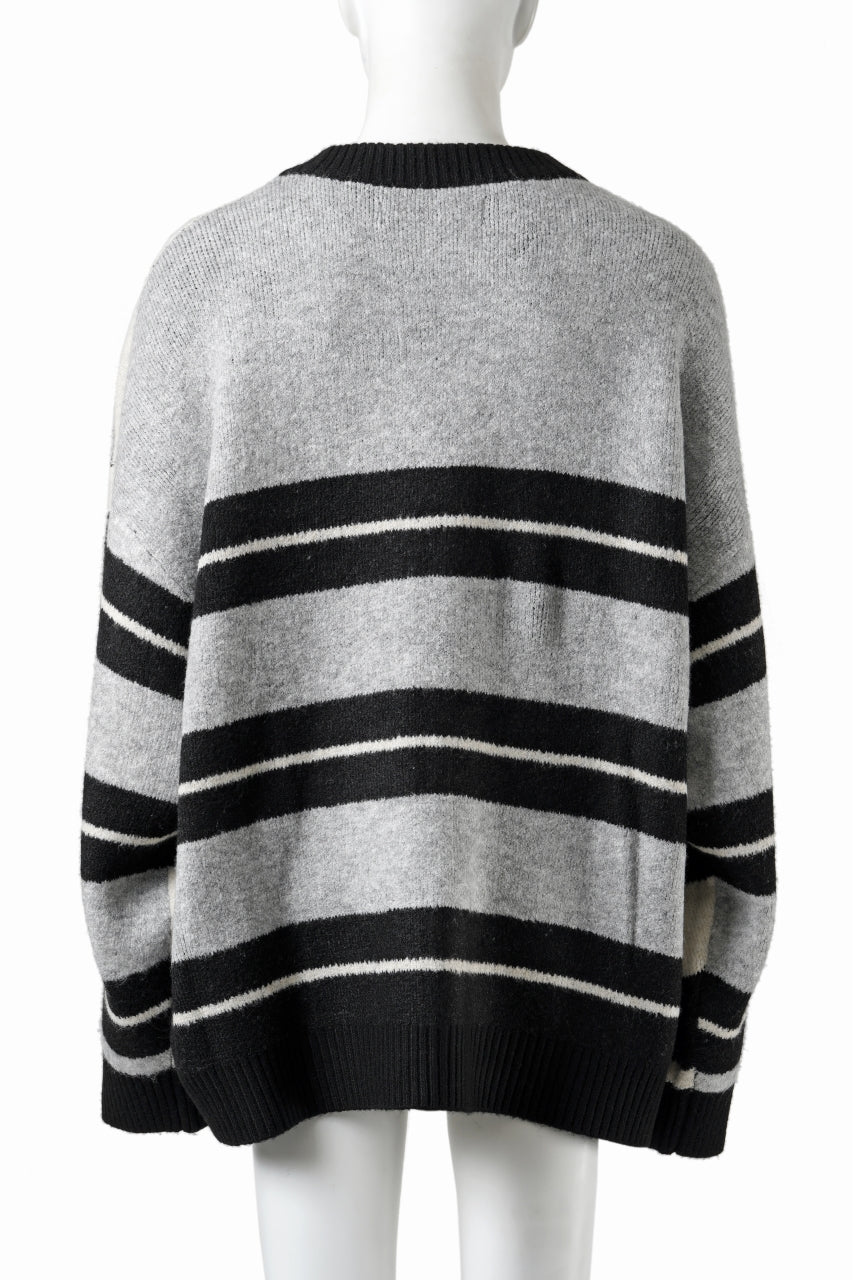 画像をギャラリービューアに読み込む, A.F ARTEFACT BORSERS COMBI KNIT CARDIGAN (BLACK x IVORY x GREY)