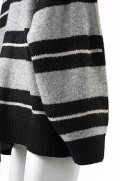 画像をギャラリービューアに読み込む, A.F ARTEFACT BORSERS COMBI KNIT CARDIGAN (BLACK x IVORY x GREY)