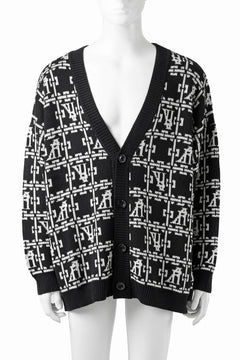 画像をギャラリービューアに読み込む, A.F ARTEFACT JACGUARD KNIT CARDIGAN (BLACK x IVORY)