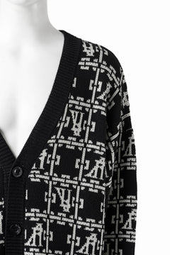画像をギャラリービューアに読み込む, A.F ARTEFACT JACGUARD KNIT CARDIGAN (BLACK x IVORY)