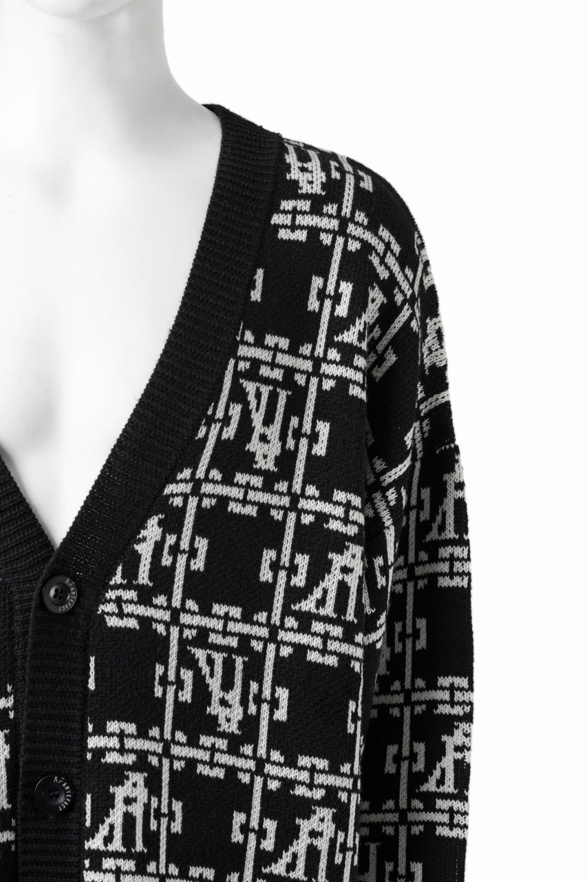 画像をギャラリービューアに読み込む, A.F ARTEFACT JACGUARD KNIT CARDIGAN (BLACK x IVORY)