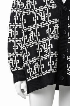 画像をギャラリービューアに読み込む, A.F ARTEFACT JACGUARD KNIT CARDIGAN (BLACK x IVORY)