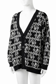 画像をギャラリービューアに読み込む, A.F ARTEFACT JACGUARD KNIT CARDIGAN (BLACK x IVORY)