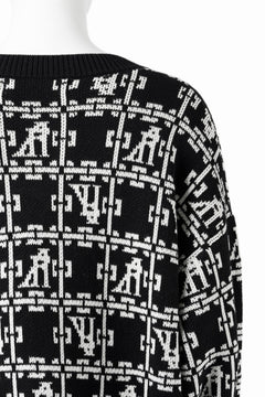 画像をギャラリービューアに読み込む, A.F ARTEFACT JACGUARD KNIT CARDIGAN (BLACK x IVORY)