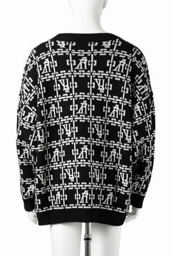 画像をギャラリービューアに読み込む, A.F ARTEFACT JACGUARD KNIT CARDIGAN (BLACK x IVORY)