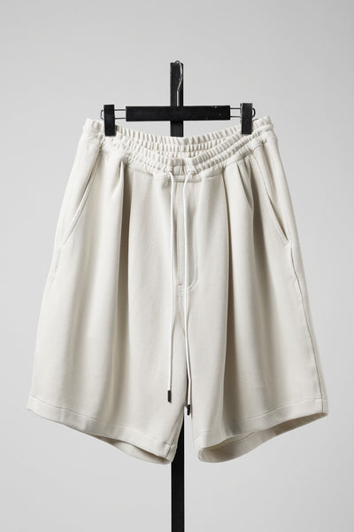 N/07 2TUCK EASY SHORTS / RIBBED CARDBOARD KNIT JERSEY (LIGHT BEIGE)