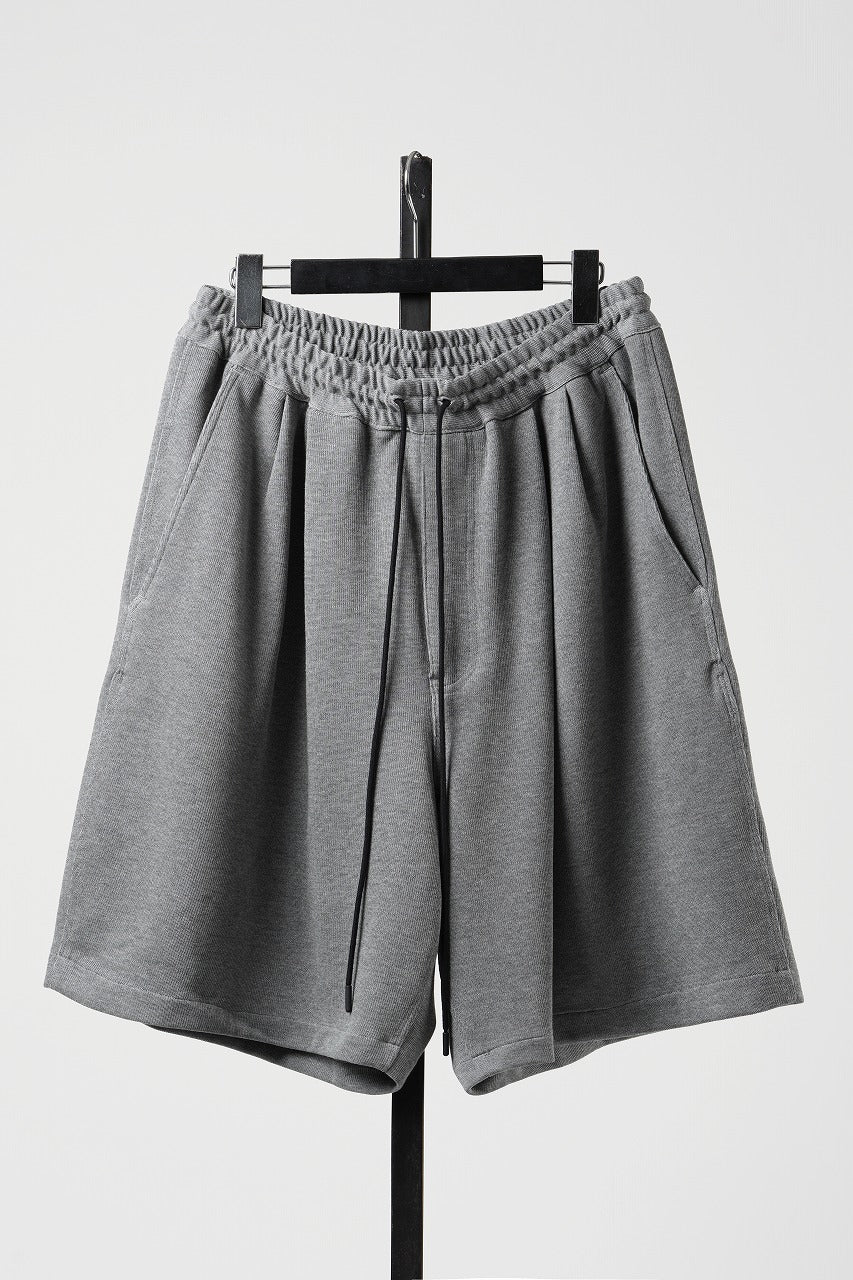 N/07 2 TUCKS EASY SHORTS / RIBBED CARDBOARD KNIT JERSEY (GREY)の