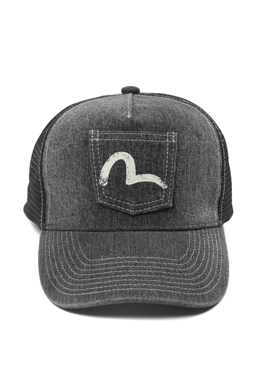 画像をギャラリービューアに読み込む, EVISU EJ, WASHED DENIM CAP-REGULAR FIT (DARK TONE BLACK)