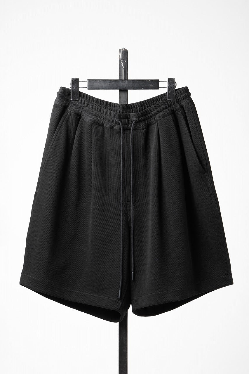 画像をギャラリービューアに読み込む, N/07 2TUCKS EASY SHORTS / RIBBED CARDBOARD KNIT JERSEY (BLACK)