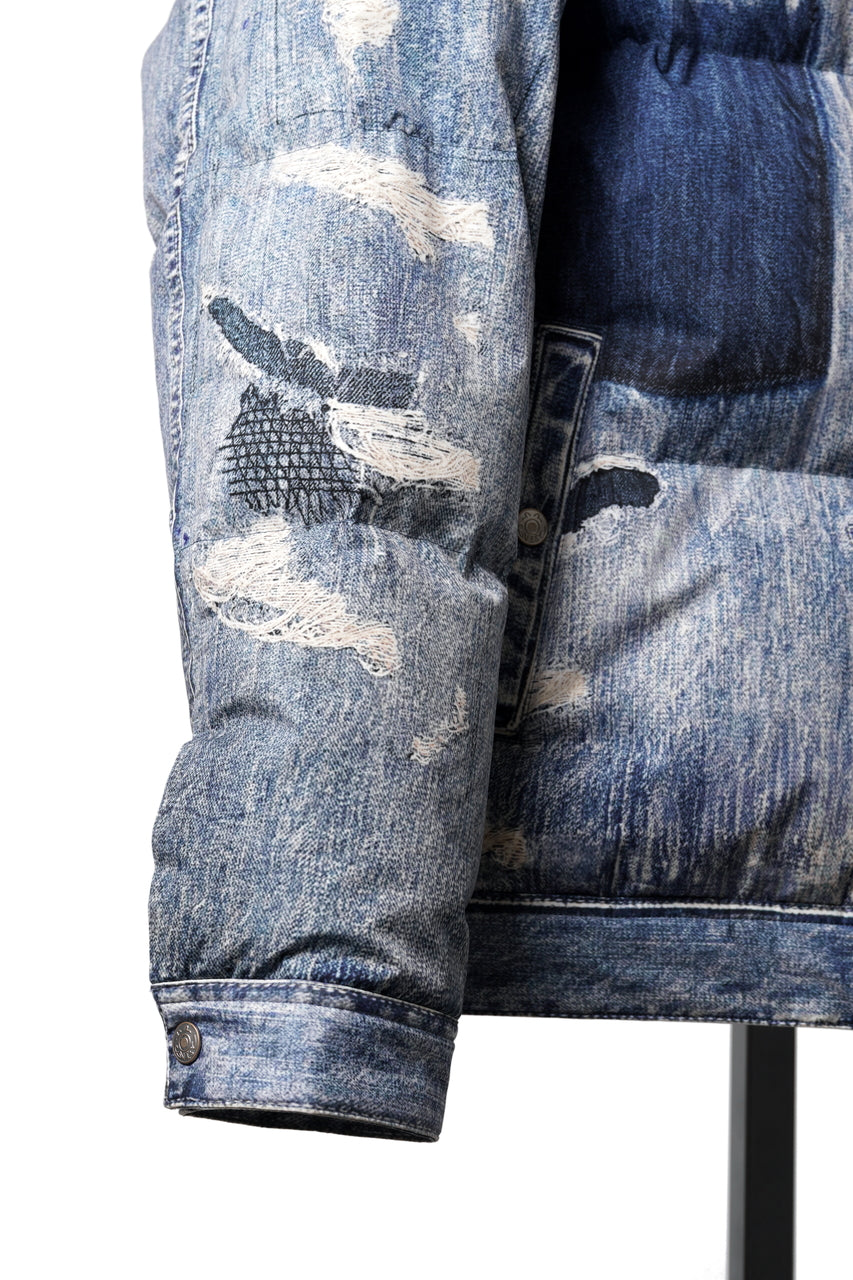 画像をギャラリービューアに読み込む, EVISU HT, DIGITAL PRINT DOWN JACKET-REGULAR FIT (ALLOVER INDIGO)
