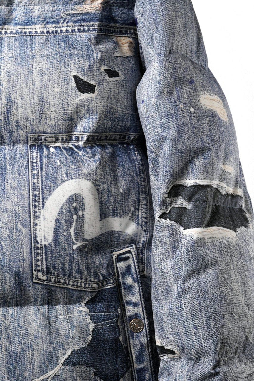 画像をギャラリービューアに読み込む, EVISU HT, DIGITAL PRINT DOWN JACKET-REGULAR FIT (ALLOVER INDIGO)