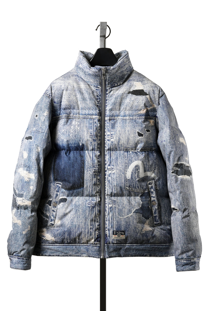 画像をギャラリービューアに読み込む, EVISU HT, DIGITAL PRINT DOWN JACKET-REGULAR FIT (ALLOVER INDIGO)