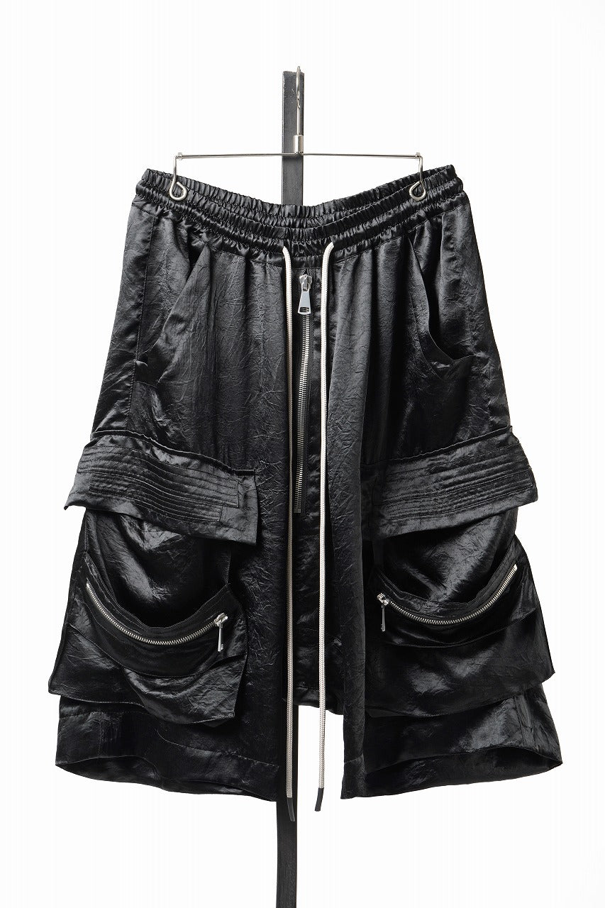 画像をギャラリービューアに読み込む, 【SAMPLE SALE】A.F ARTEFACT SATIN LOWCROTCH MILITARY WIDE SHORTS (BLACK)