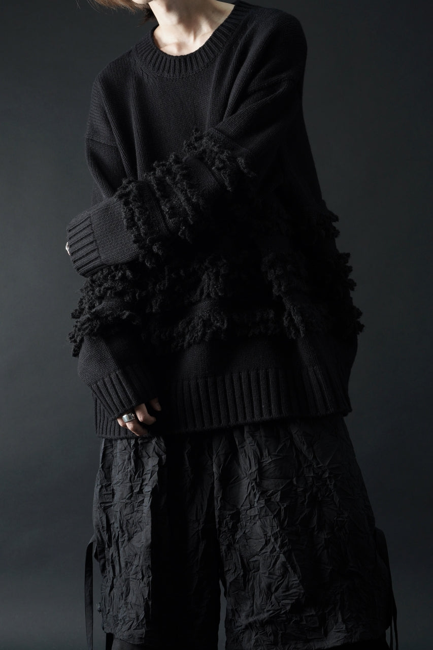 画像をギャラリービューアに読み込む, F/CE. DUAL TEXTURE SHIFTED LINES KNIT (BLACK)