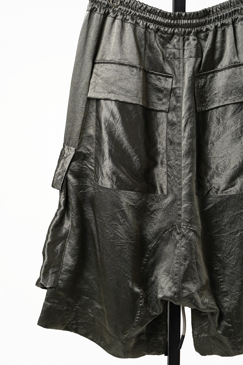 画像をギャラリービューアに読み込む, 【SAMPLE SALE】A.F ARTEFACT SATIN LOWCROTCH MILITARY WIDE SHORTS (KHAKI)