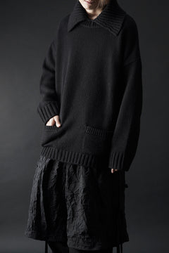 画像をギャラリービューアに読み込む, F/CE. REVERSE PATTERN COLLAR KNIT (BLACK)