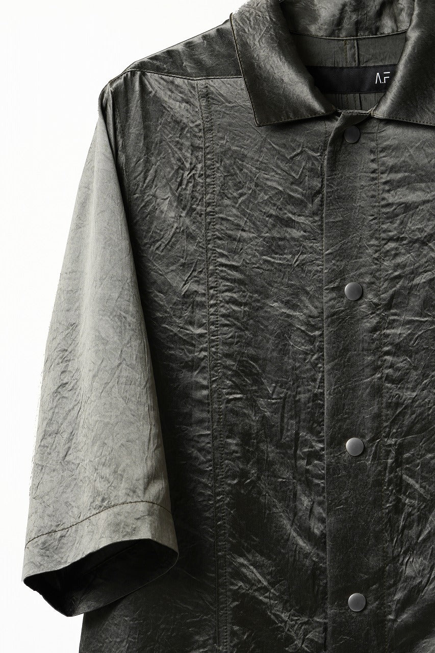 画像をギャラリービューアに読み込む, 【SAMPLE SALE】A.F ARTEFACT SATIN HALF SLEEVE SHIRT (KHAKI)
