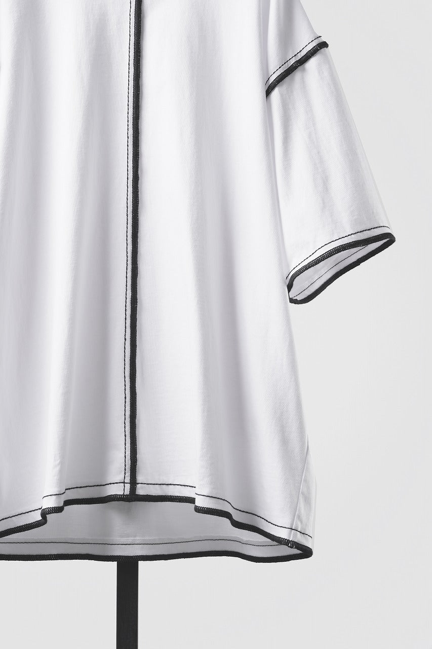 画像をギャラリービューアに読み込む, OBLADI WHITE T-SHIRT WITH BLACK OVERLOCK STITCHING (WHITE)