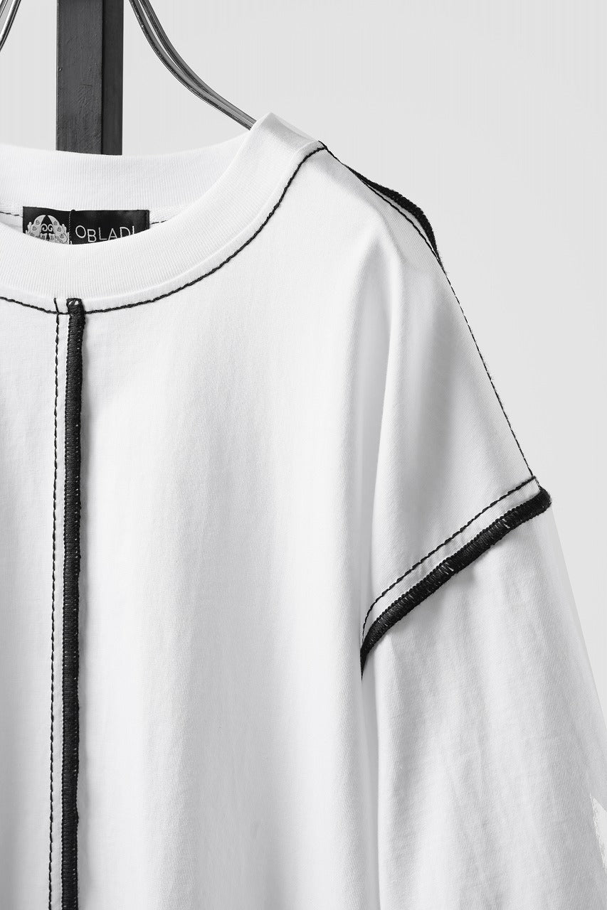 画像をギャラリービューアに読み込む, OBLADI WHITE T-SHIRT WITH BLACK OVERLOCK STITCHING (WHITE)