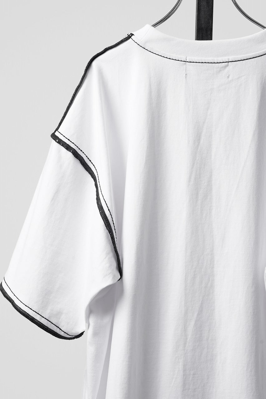 画像をギャラリービューアに読み込む, OBLADI WHITE T-SHIRT WITH BLACK OVERLOCK STITCHING (WHITE)