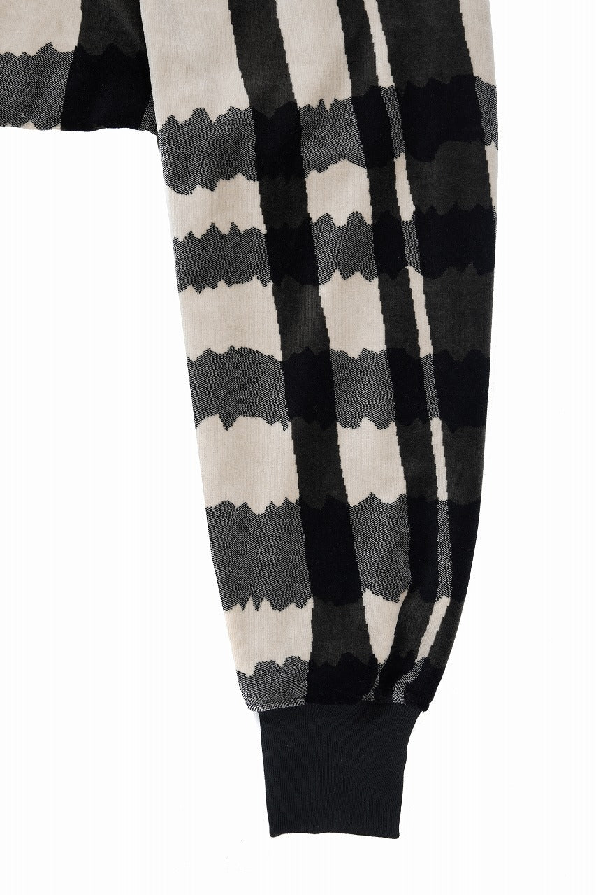 Load image into Gallery viewer, A.F ARTEFACT SAROUEL JOGGER PANTS / JACQUARD DEFORMED PLAID VELOR (BLACK x GREY x IVORY)