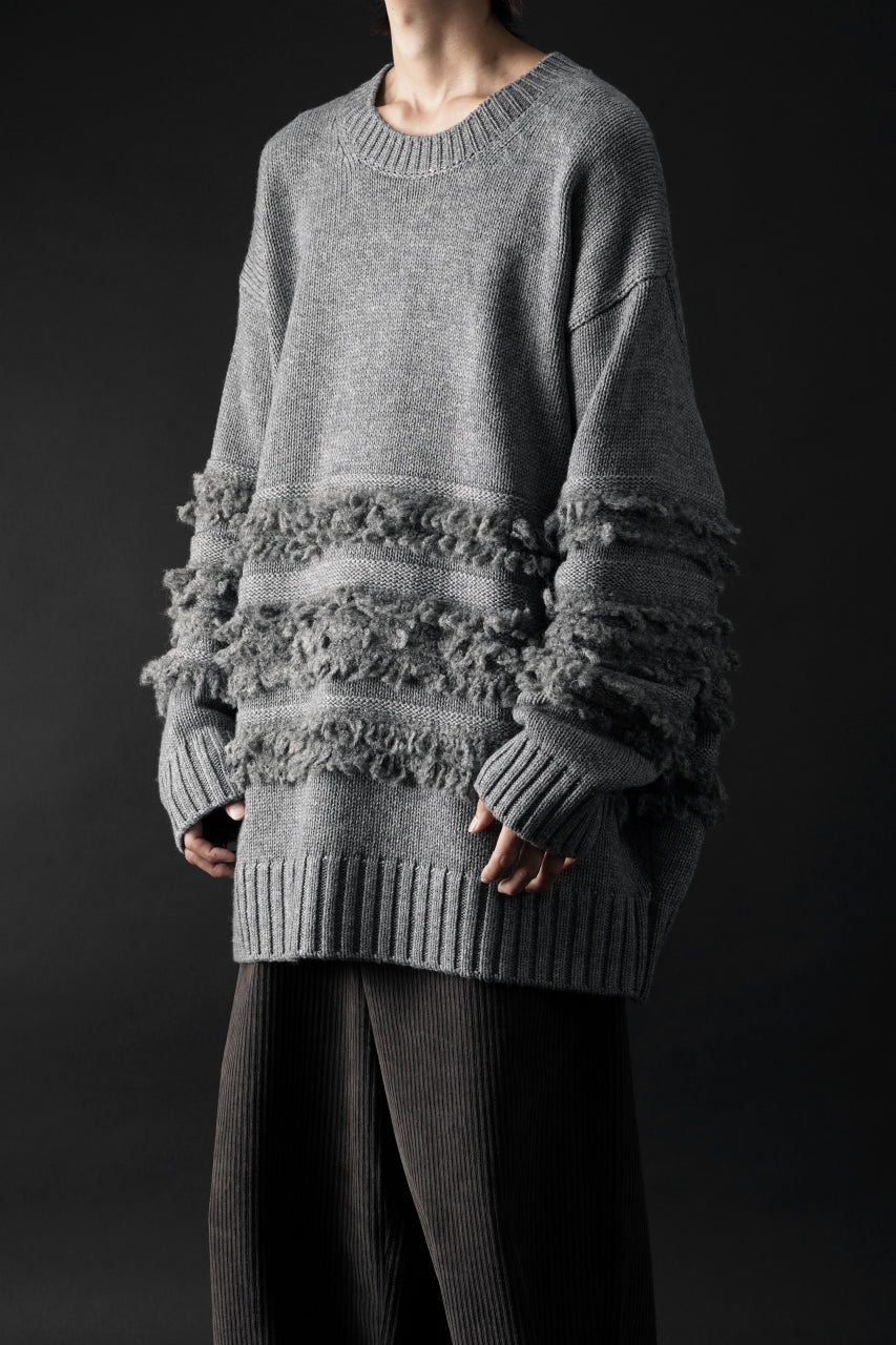 画像をギャラリービューアに読み込む, F/CE. DUAL TEXTURE SHIFTED LINES KNIT (CHARCOAL)