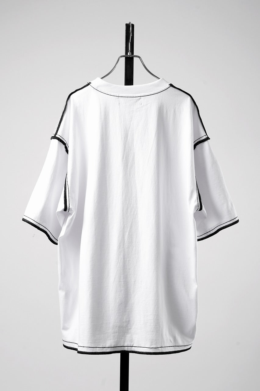 画像をギャラリービューアに読み込む, OBLADI WHITE T-SHIRT WITH BLACK OVERLOCK STITCHING (WHITE)