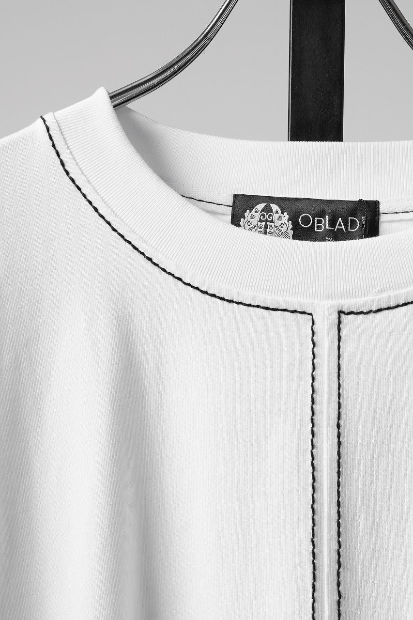 Load image into Gallery viewer, OBLADI BLACK STITCHES ON WHITE T-SHIRT (WHITE)