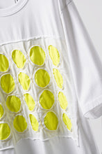 Load image into Gallery viewer, OBLADI CIRCLE CUT WHITE-YELLOW T-SHIRT (WHITE)