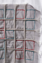 Load image into Gallery viewer, OBLADI WHITE T-SHIRT WITH GREEN-RED CRISSCROSS SQUARE STITCHES ON MESH (WHITE)