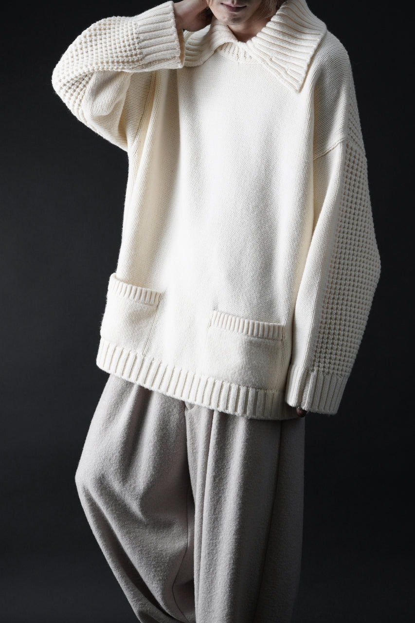 F/CE. REVERSE PATTERN COLLAR KNIT (IVORY)