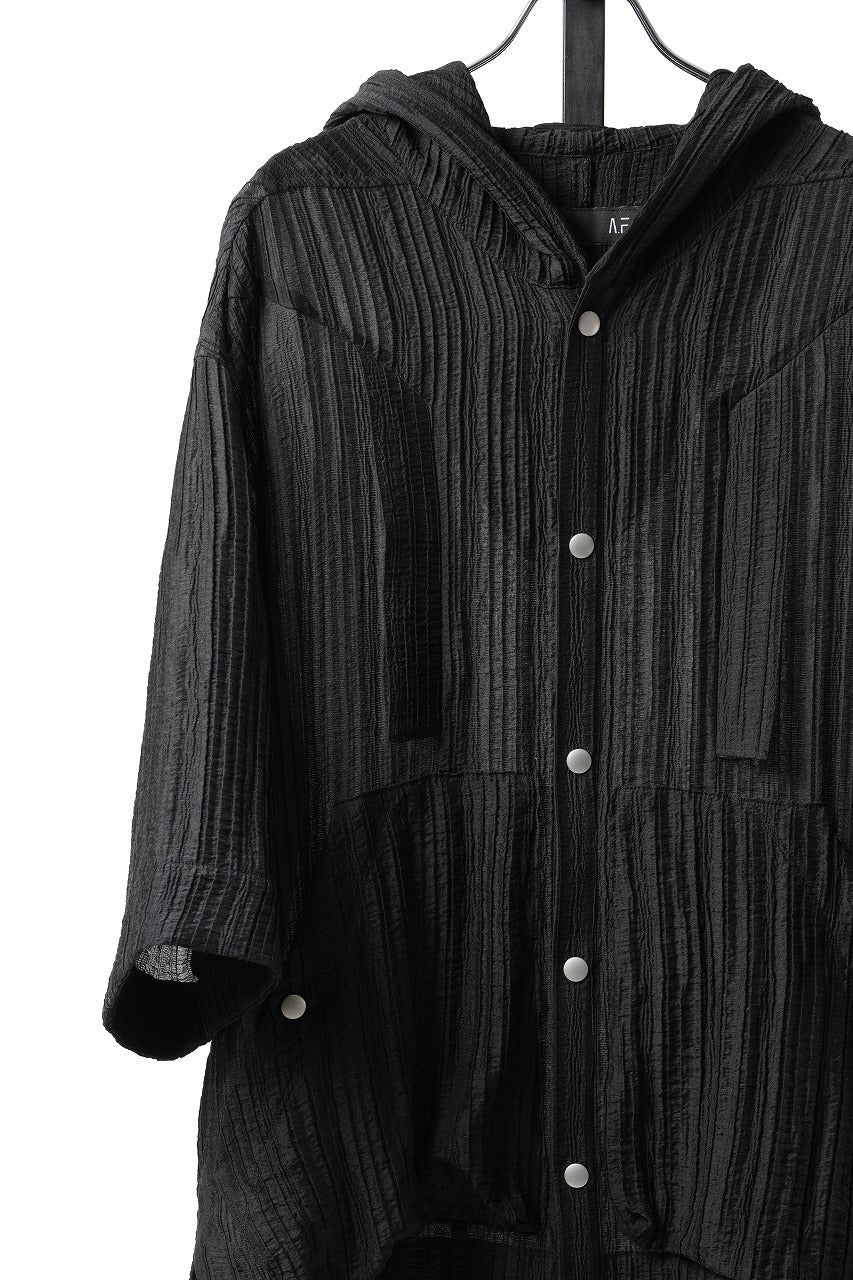 画像をギャラリービューアに読み込む, 【SAMPLE SALE】A.F ARTEFACT SHEER YO-RYU HOODIE SHIRT (BLACK)