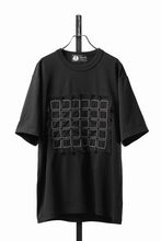 Load image into Gallery viewer, OBLADI BLACK T-SHIRT WITH BEIGE CRISSCROSS SQUARE STITCHES ON MESH (BLACK)