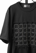 Load image into Gallery viewer, OBLADI BLACK T-SHIRT WITH BEIGE CRISSCROSS SQUARE STITCHES ON MESH (BLACK)
