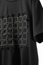 Load image into Gallery viewer, OBLADI BLACK T-SHIRT WITH BEIGE CRISSCROSS SQUARE STITCHES ON MESH (BLACK)