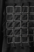 Load image into Gallery viewer, OBLADI BLACK T-SHIRT WITH BEIGE CRISSCROSS SQUARE STITCHES ON MESH (BLACK)