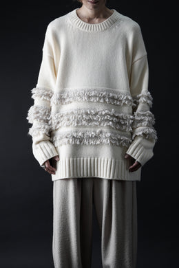 F/CE. DUAL TEXTURE SHIFTED LINES KNIT (IVORY)