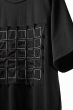 Load image into Gallery viewer, OBLADI BLACK T-SHIRT WITH GREEN-PURPLE CRISSCROSS SQUARE STITCHES ON MESH (BLACK)