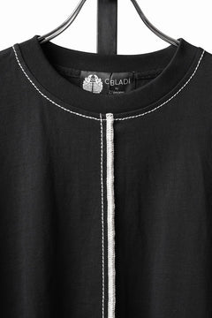 Load image into Gallery viewer, OBLADI BLACK T-SHIRT WITH BEIGE OVERLOCK STITCHING (BLACK)