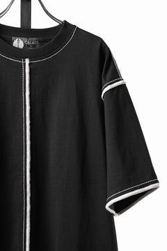 Load image into Gallery viewer, OBLADI BLACK T-SHIRT WITH BEIGE OVERLOCK STITCHING (BLACK)