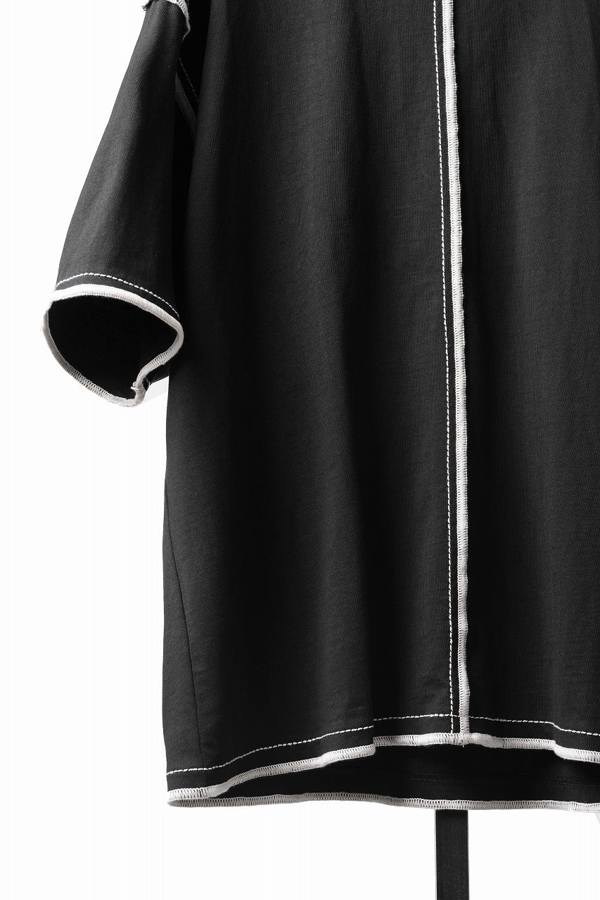 Load image into Gallery viewer, OBLADI BLACK T-SHIRT WITH BEIGE OVERLOCK STITCHING (BLACK)