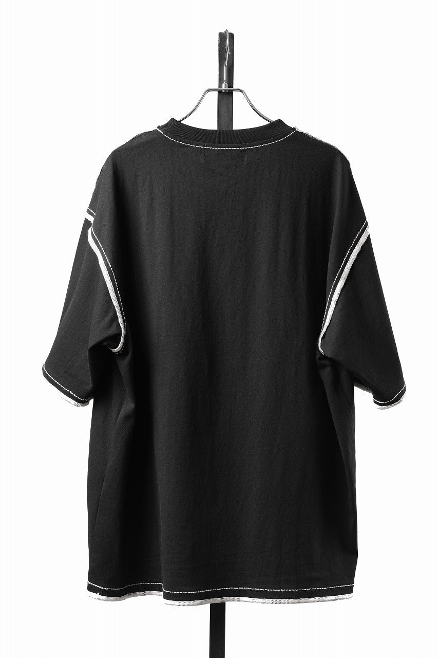 Load image into Gallery viewer, OBLADI BLACK T-SHIRT WITH BEIGE OVERLOCK STITCHING (BLACK)